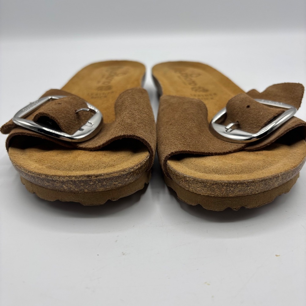 Yokono Ibiza Suede Buckle Slide Sandals Tan Brown Made in Spain‎ Women's Size 8 - Picture 8 of 10
